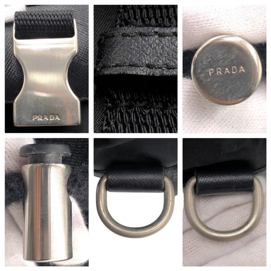 PRADA Backpack Nylon Black black Backpack Backpack Test Triangular logo Women Used Authentic