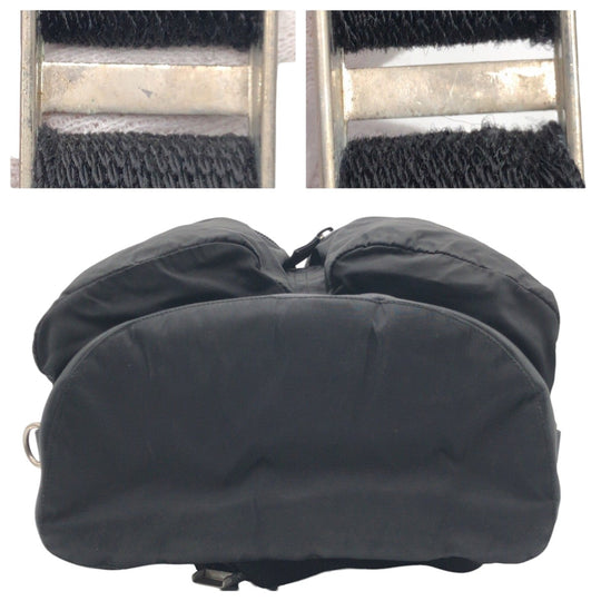 PRADA Backpack Nylon Black black Backpack Backpack Test Triangular logo Women Used Authentic