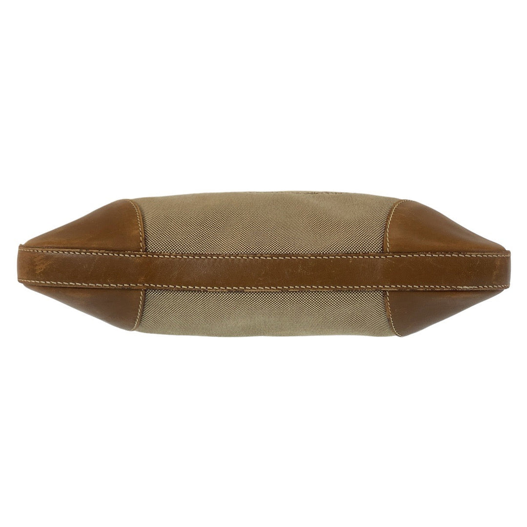 PRADA Shoulder Bag Canvas, Leather Beige Brown SilverMetal Crossbody Shoulder Bag Messenger Bag Logo jacquard Women Used Authentic