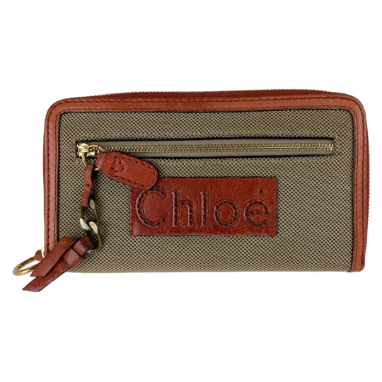 Chloe Long Wallet Purse canvas Orange Harley