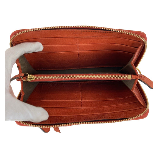 Chloe Long Wallet Purse canvas Orange Harley