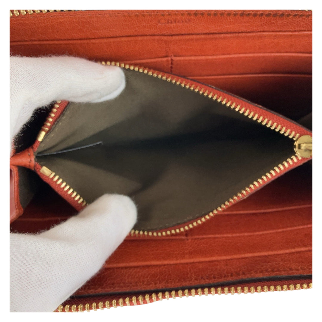Chloe Long Wallet Purse canvas Orange Harley