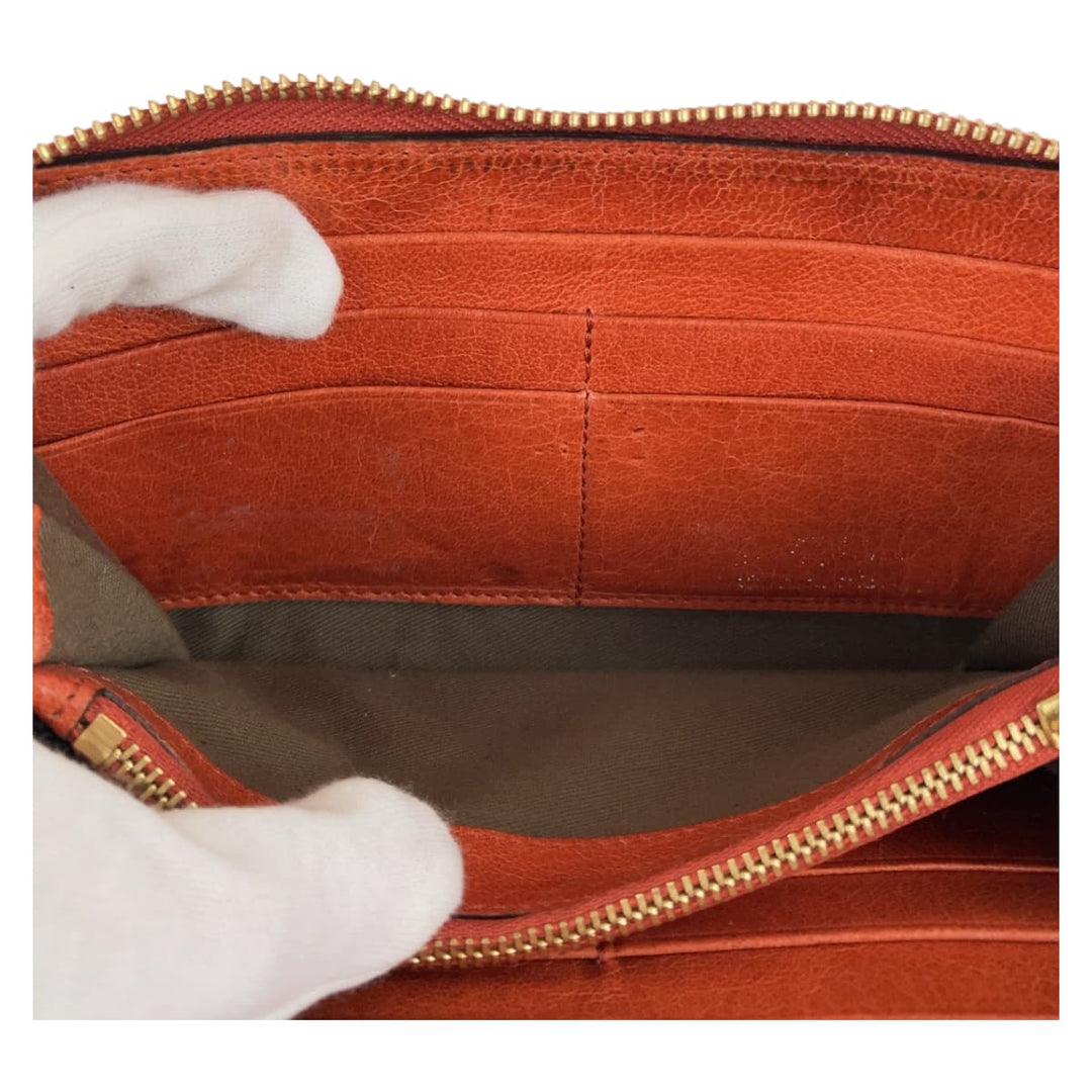 Chloe Long Wallet Purse canvas Orange Harley