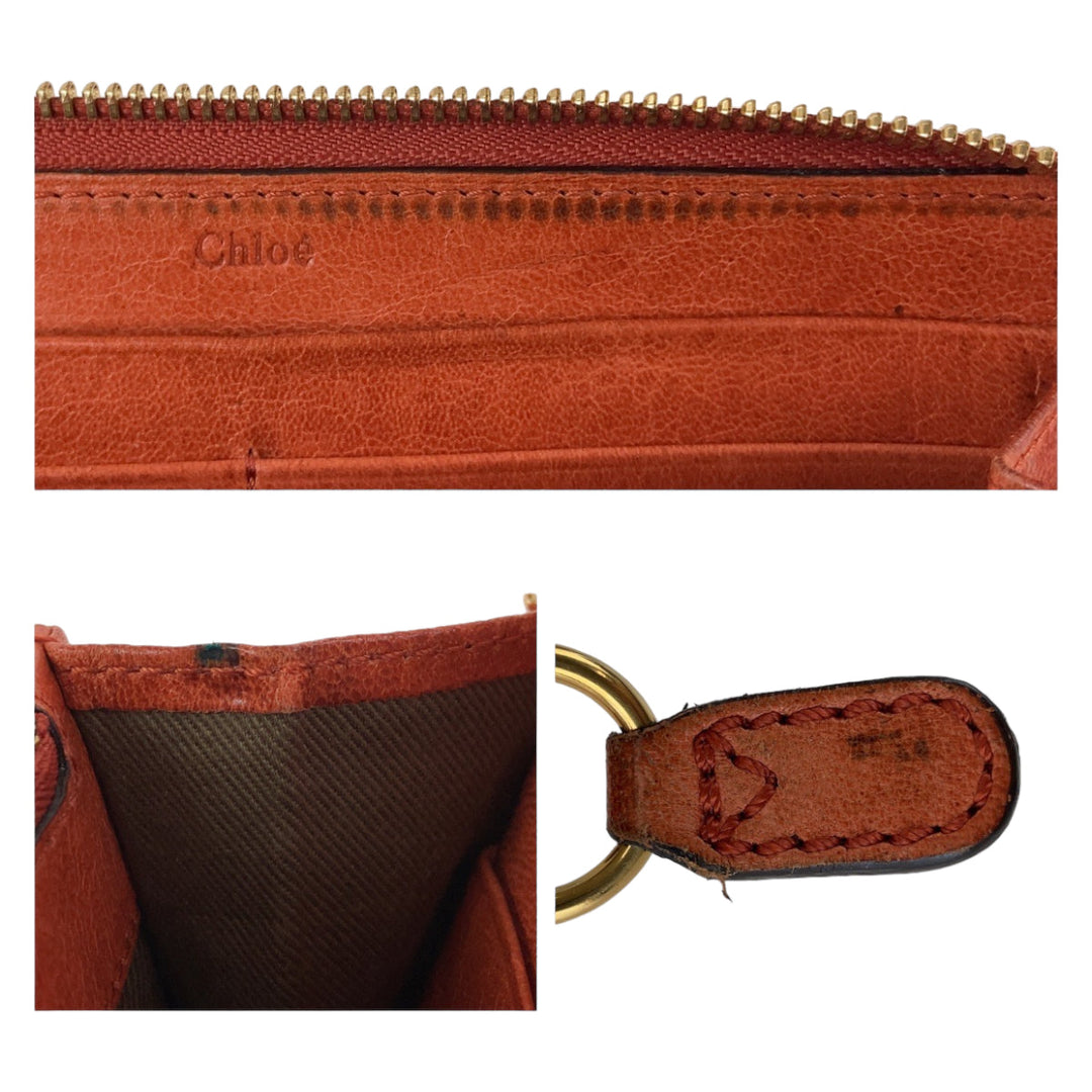 Chloe Long Wallet Purse canvas Orange Harley