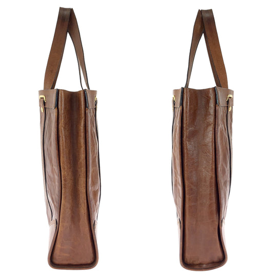 LOUIS VUITTON Tote Bag M95361 leather Brown Gold Metal Tote Bag handbag Cuir Soana Sac Plat Women Used Authentic