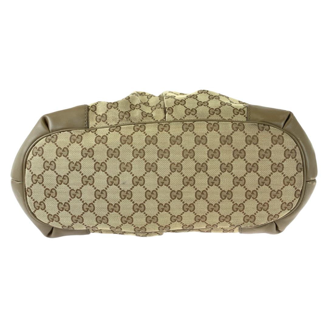 GUCCI Tote Bag 285730 GG canvas Brown Gold Metal Tote Bag Shoulder Bag Handbag Sukey Women Used Authentic