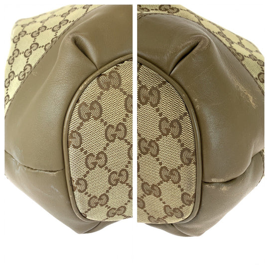 GUCCI Tote Bag 285730 GG canvas Brown Gold Metal Tote Bag Shoulder Bag Handbag Sukey Women Used Authentic