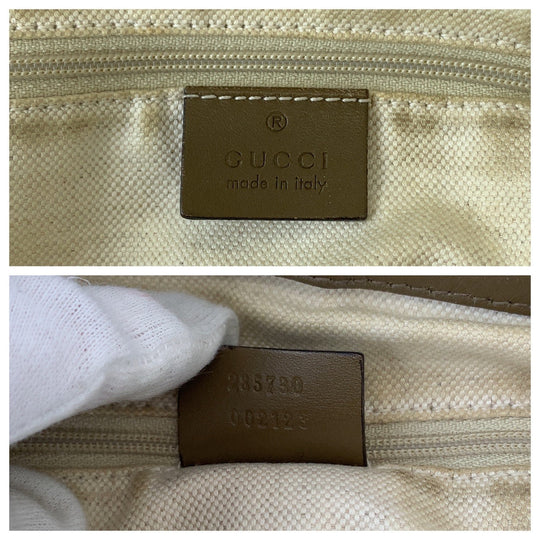 GUCCI Tote Bag 285730 GG canvas Brown Gold Metal Tote Bag Shoulder Bag Handbag Sukey Women Used Authentic