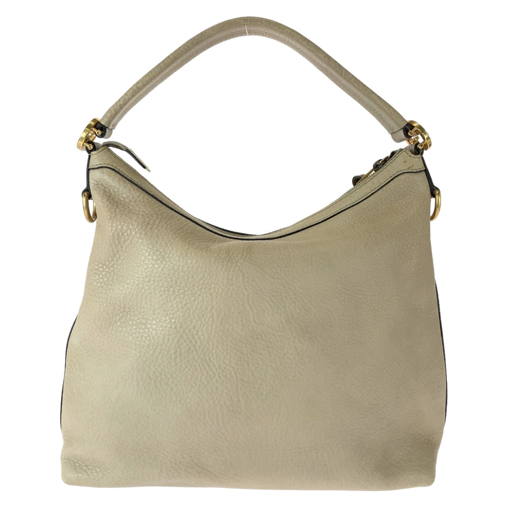 GUCCI Shoulder Bag 326514 leather Beige Gold Metal Shoulder Bag Interlocking Hobo Women Used Authentic