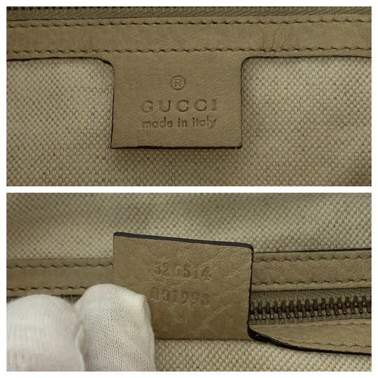 GUCCI Shoulder Bag 326514 leather Beige Gold Metal Shoulder Bag Interlocking Hobo Women Used Authentic