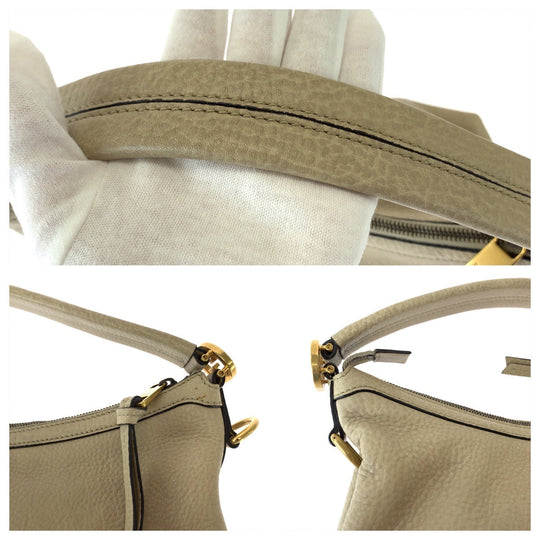 GUCCI Shoulder Bag 326514 leather Beige Gold Metal Shoulder Bag Interlocking Hobo Women Used Authentic
