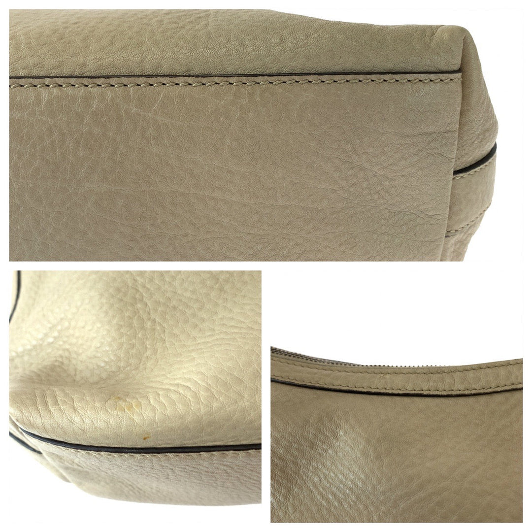 GUCCI Shoulder Bag 326514 leather Beige Gold Metal Shoulder Bag Interlocking Hobo Women Used Authentic