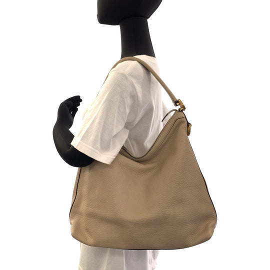 GUCCI Shoulder Bag 326514 leather Beige Gold Metal Shoulder Bag Interlocking Hobo Women Used Authentic
