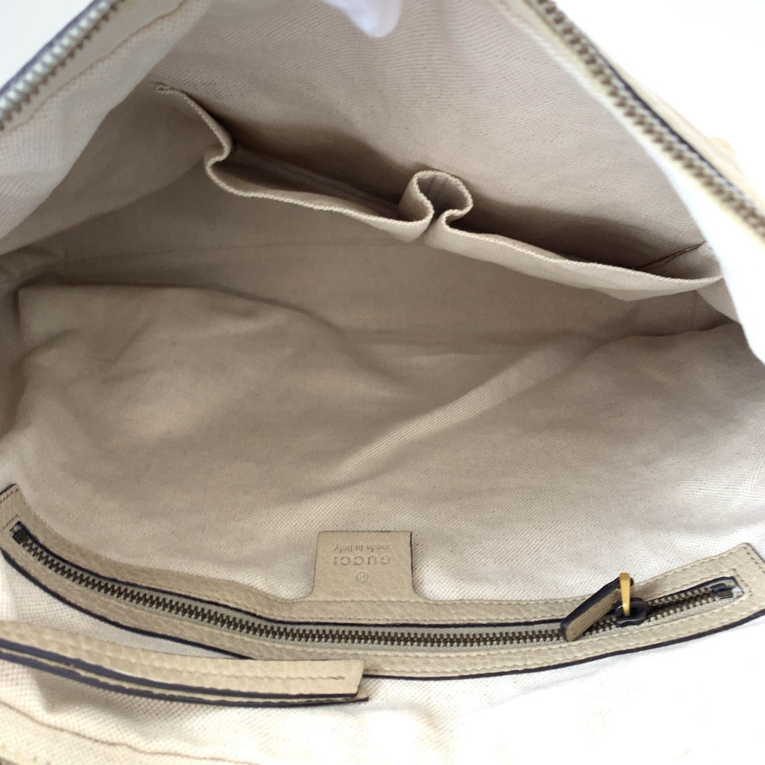 GUCCI Shoulder Bag 326514 leather Beige Gold Metal Shoulder Bag Interlocking Hobo Women Used Authentic