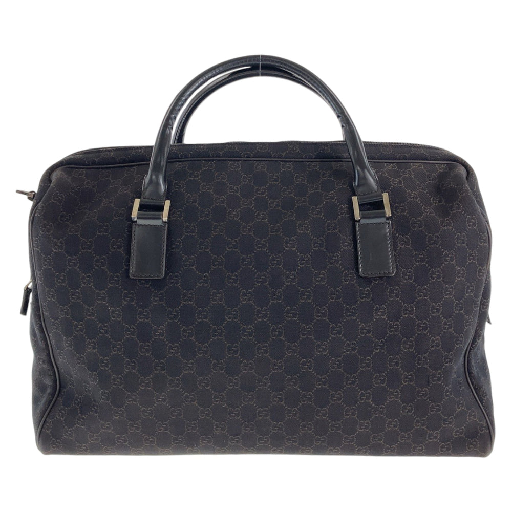 GUCCI Boston Duffel bag 196356 GG canvas, leather Dark Brown SilverMetal Boston Duffel bag unisex Women Used Authentic