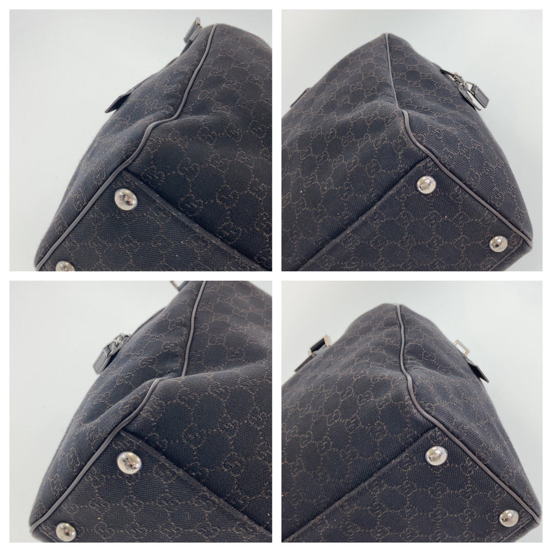 GUCCI Boston Duffel bag 196356 GG canvas, leather Dark Brown SilverMetal Boston Duffel bag unisex Women Used Authentic