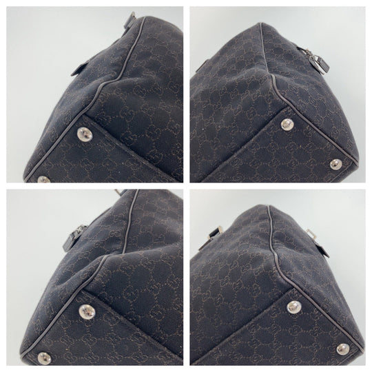 GUCCI Boston Duffel bag 196356 GG canvas, leather Dark Brown SilverMetal Boston Duffel bag unisex Women Used Authentic