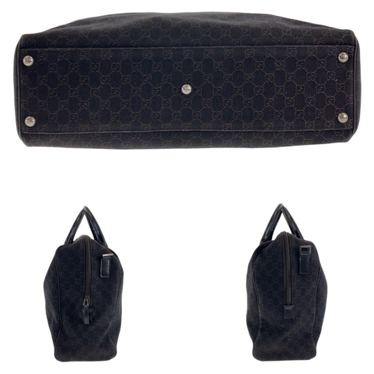 GUCCI Boston Duffel bag 196356 GG canvas, leather Dark Brown SilverMetal Boston Duffel bag unisex Women Used Authentic