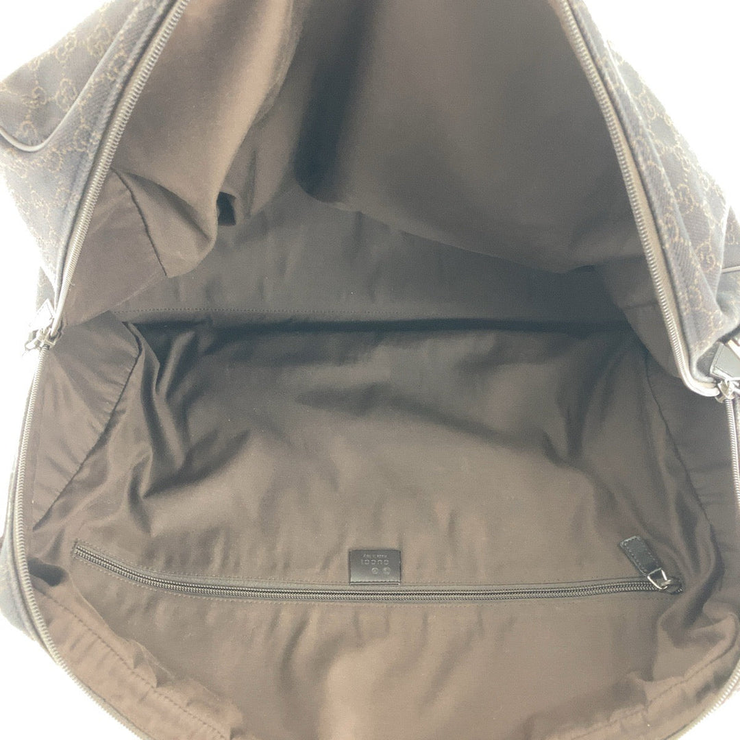 GUCCI Boston Duffel bag 196356 GG canvas, leather Dark Brown SilverMetal Boston Duffel bag unisex Women Used Authentic
