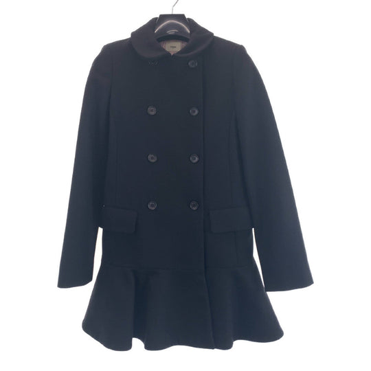 FENDI pea coat Wool, Rayon black Pea coat, frill coat, semi-long coat, half coat Kids 12 Used Authentic