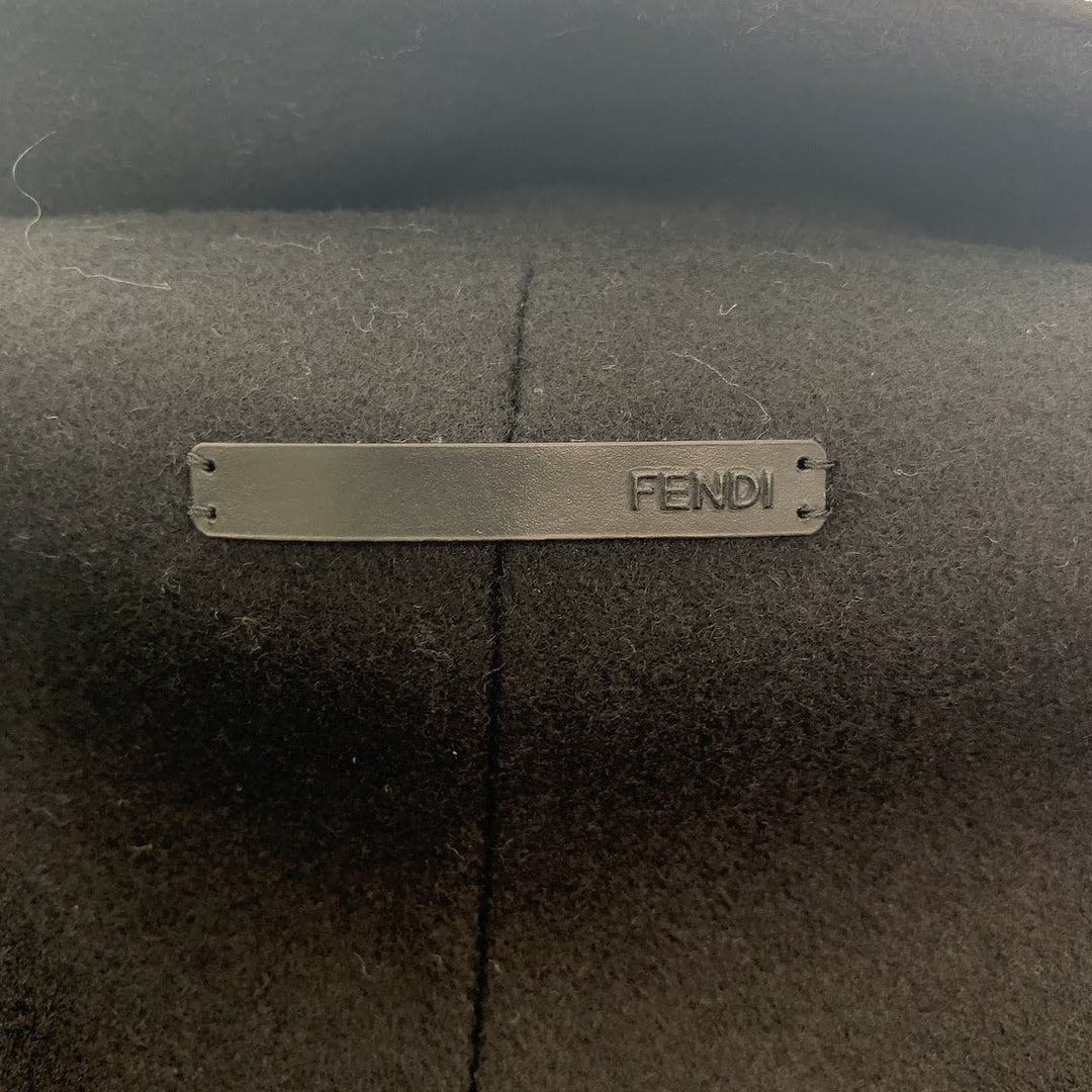 FENDI pea coat Wool, Rayon black Pea coat, frill coat, semi-long coat, half coat Kids 12 Used Authentic
