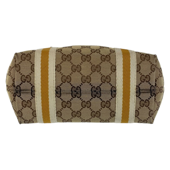 GUCCI Tote Bag 139261 GG canvas Beige Multicolor Gold Metal Tote Bag handbag Sherry Women Used Authentic