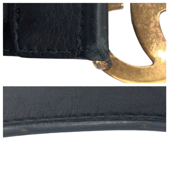 GUCCI belt 414516 AP00T Leather, Metal black black gold Belt buckle GG Marmont mens Used Authentic