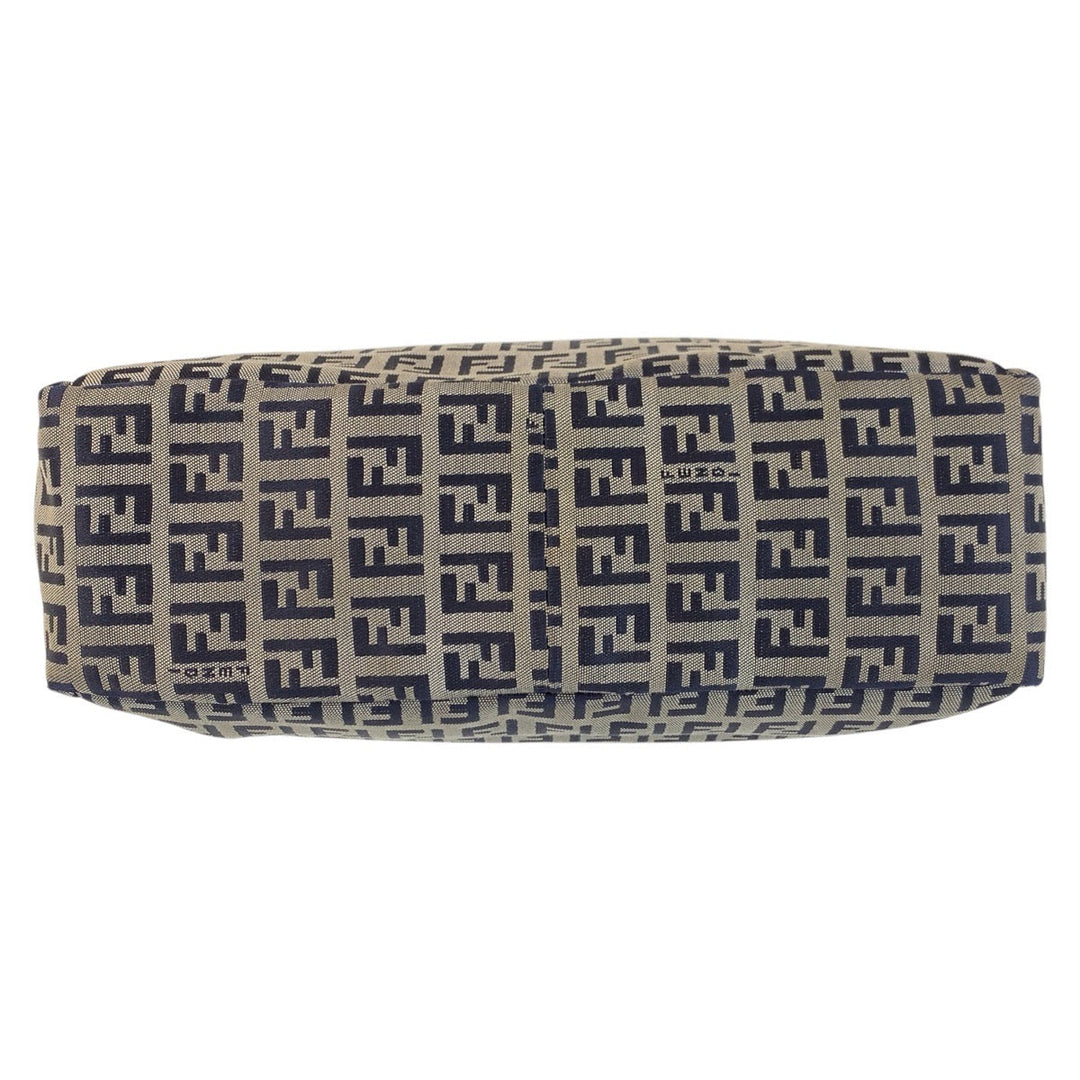FENDI Tote Bag canvas Gray Navy SilverMetal Zucchino