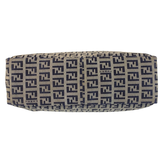 FENDI Tote Bag canvas Gray Navy SilverMetal Zucchino