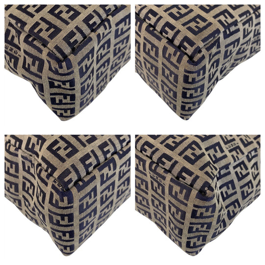 FENDI Tote Bag canvas Gray Navy SilverMetal Zucchino