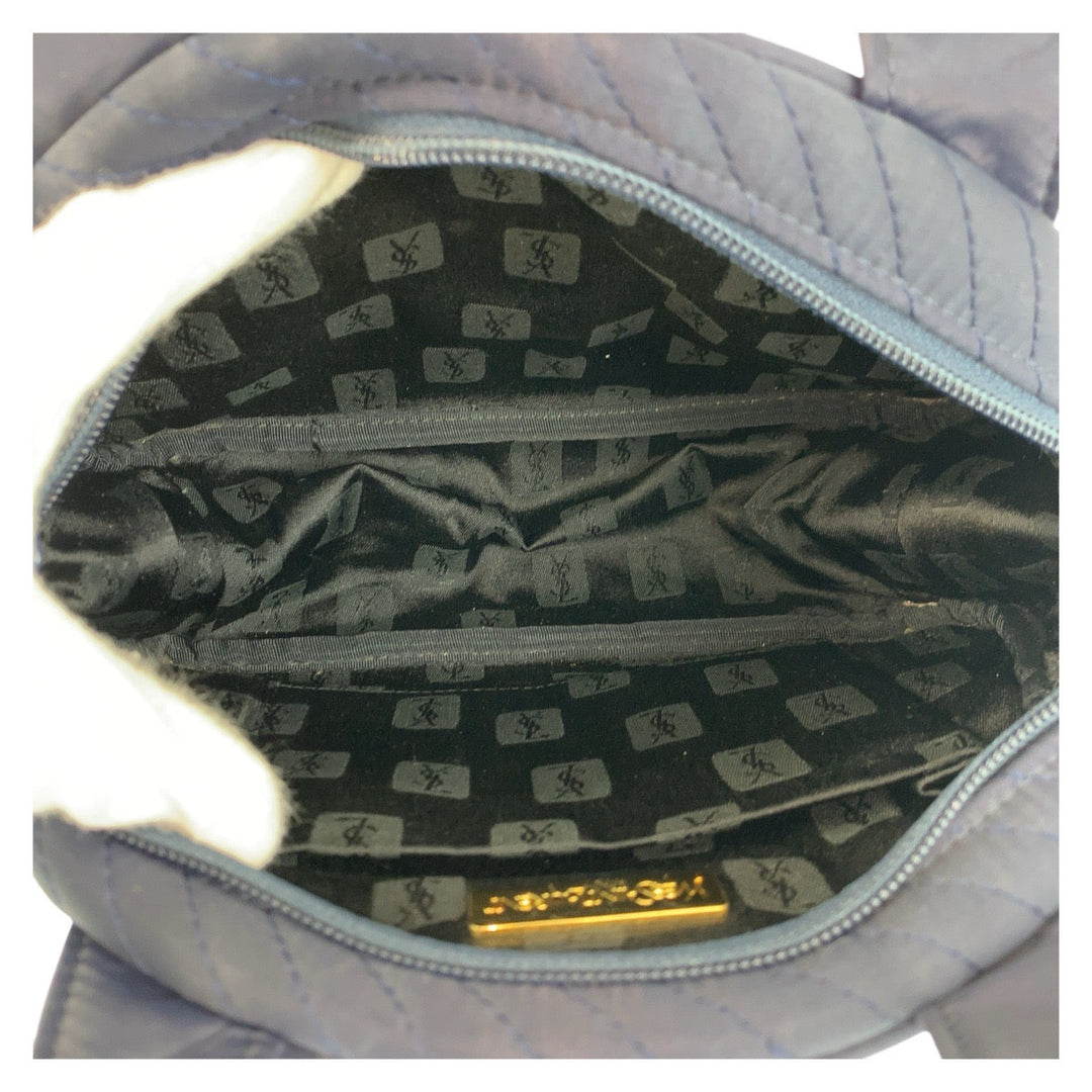 Yves Saint Laurent Handbag Nylon Navy SilverMetal YSL