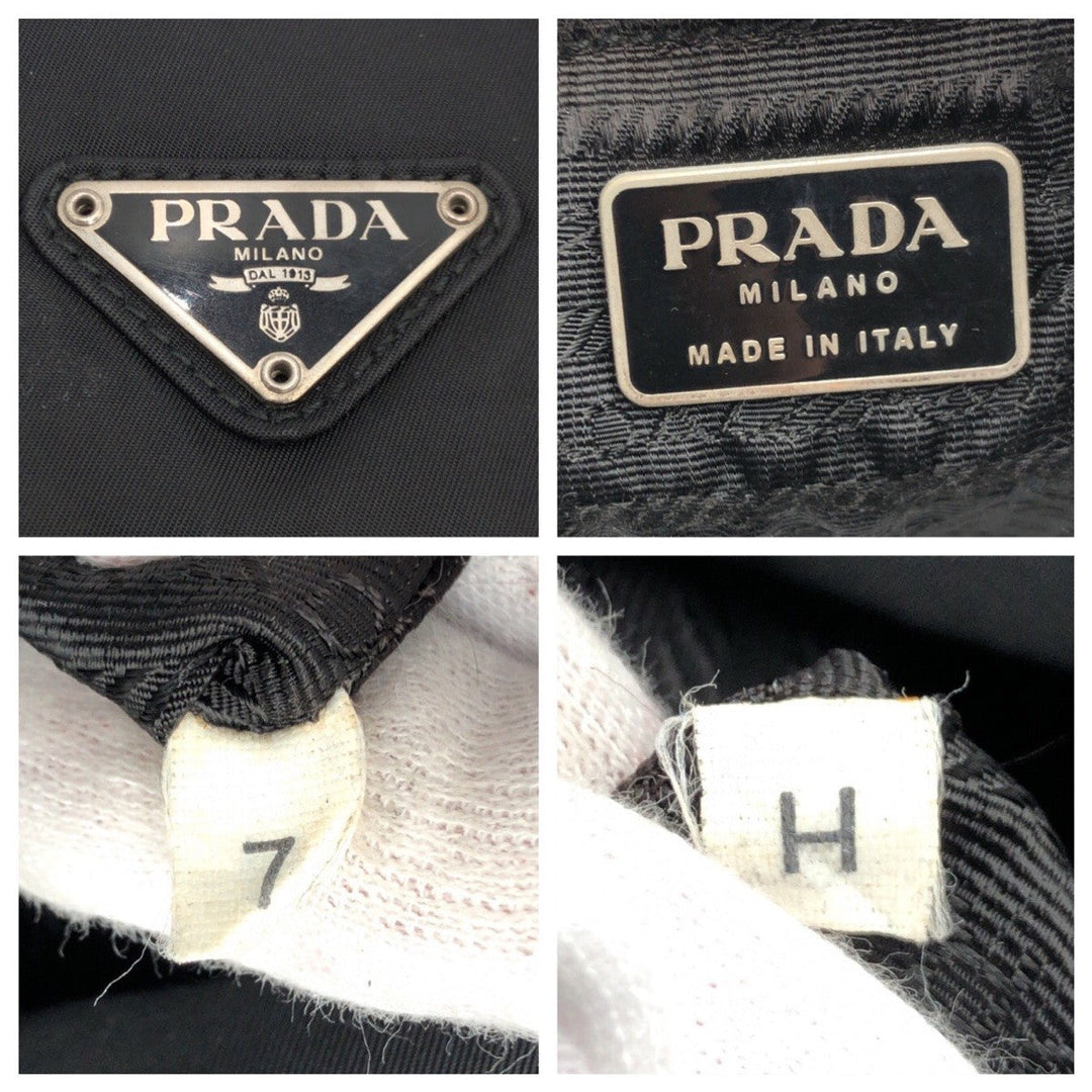 PRADA Tote Bag Nylon Black black Tote Bag handbag Test Triangular logo Women Used Authentic