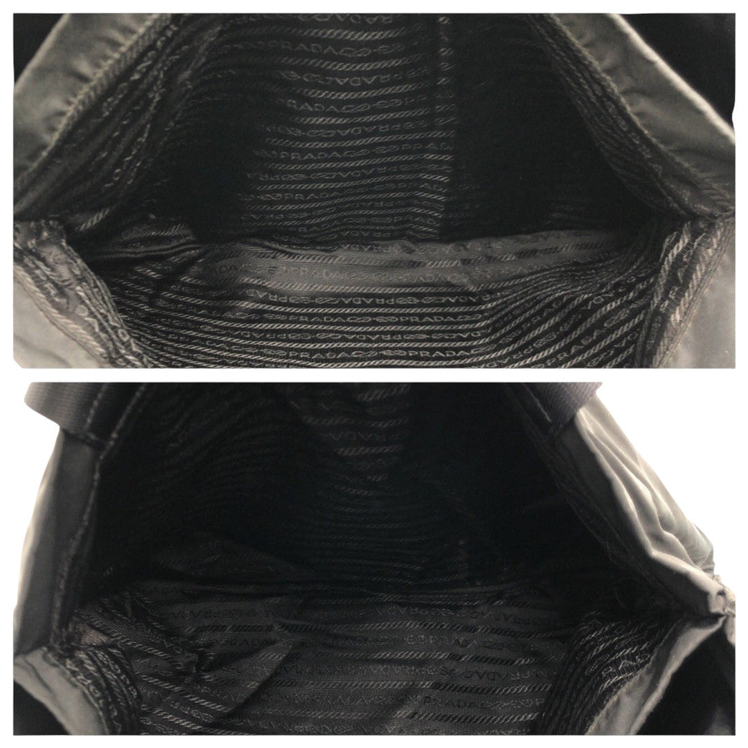 PRADA Tote Bag Nylon Black black Tote Bag handbag Test Triangular logo Women Used Authentic