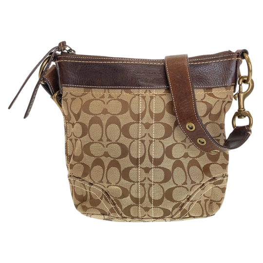 COACH Shoulder Bag canvas Brown Signature