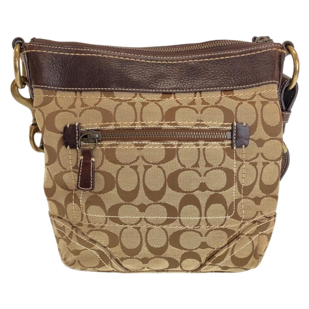 COACH Shoulder Bag canvas Brown Signature