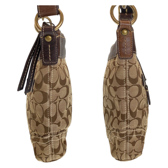 COACH Shoulder Bag canvas Brown Signature