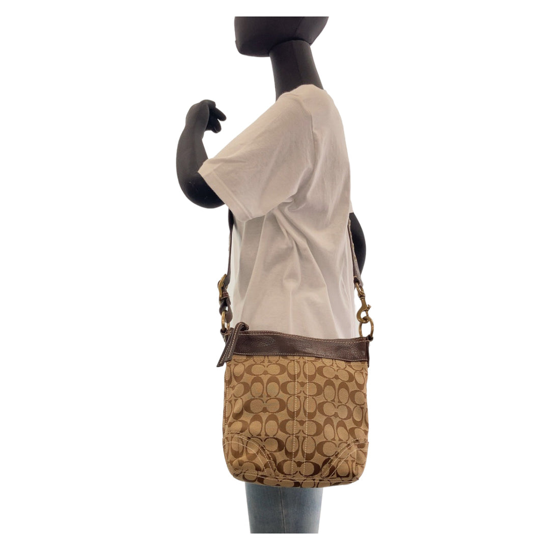 COACH Shoulder Bag canvas Brown Signature