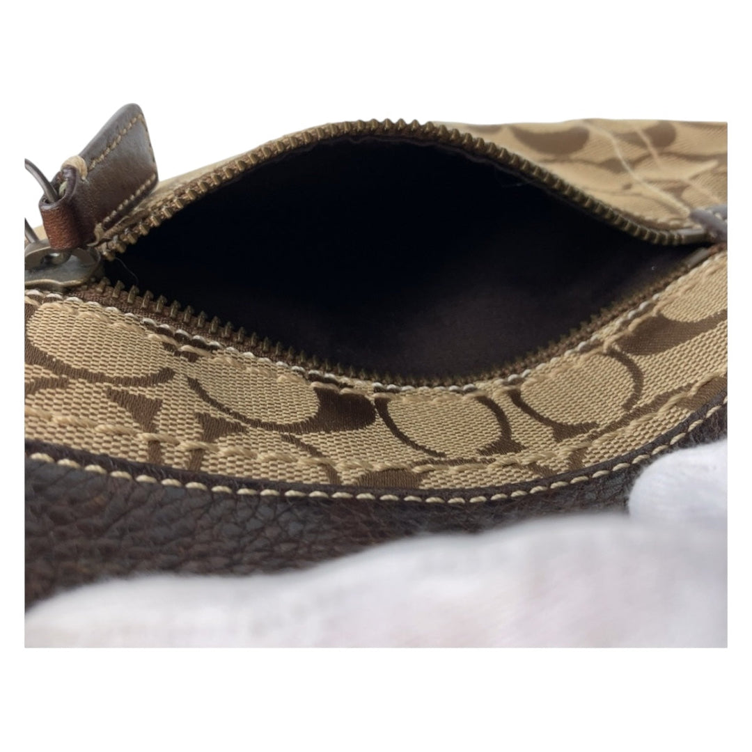 COACH Shoulder Bag canvas Brown Signature