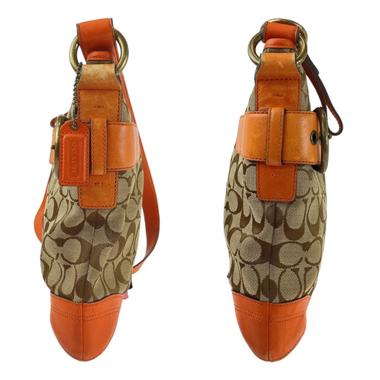 COACH Shoulder Bag canvas Orange Signature