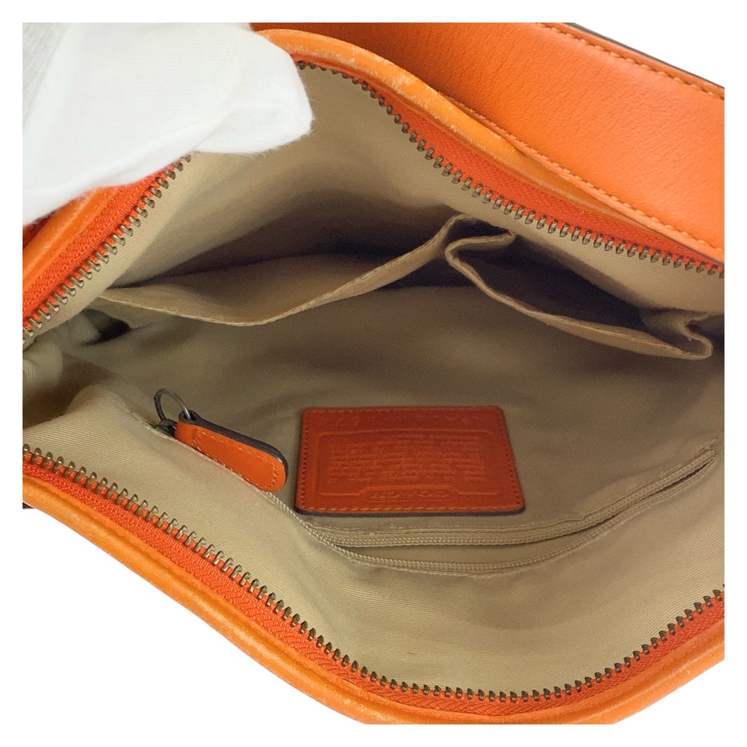 COACH Shoulder Bag canvas Orange Signature