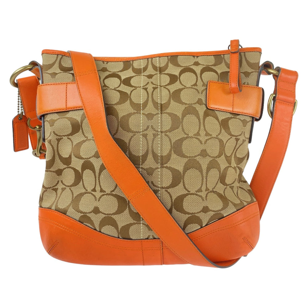 COACH Shoulder Bag canvas Orange Signature