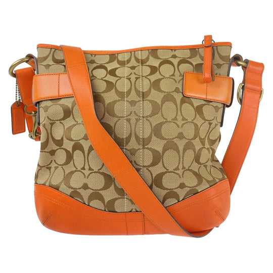 COACH Shoulder Bag canvas Orange Signature