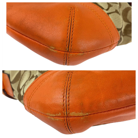 COACH Shoulder Bag canvas Orange Signature
