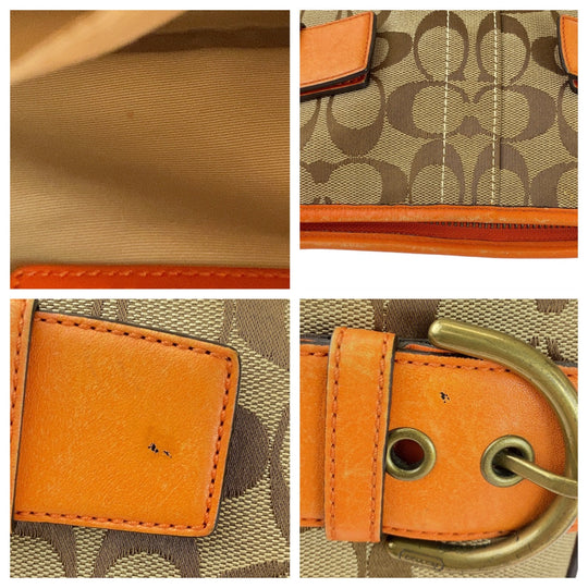 COACH Shoulder Bag canvas Orange Signature