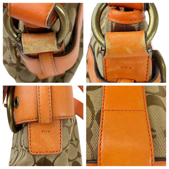 COACH Shoulder Bag canvas Orange Signature