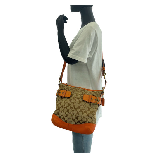 COACH Shoulder Bag canvas Orange Signature