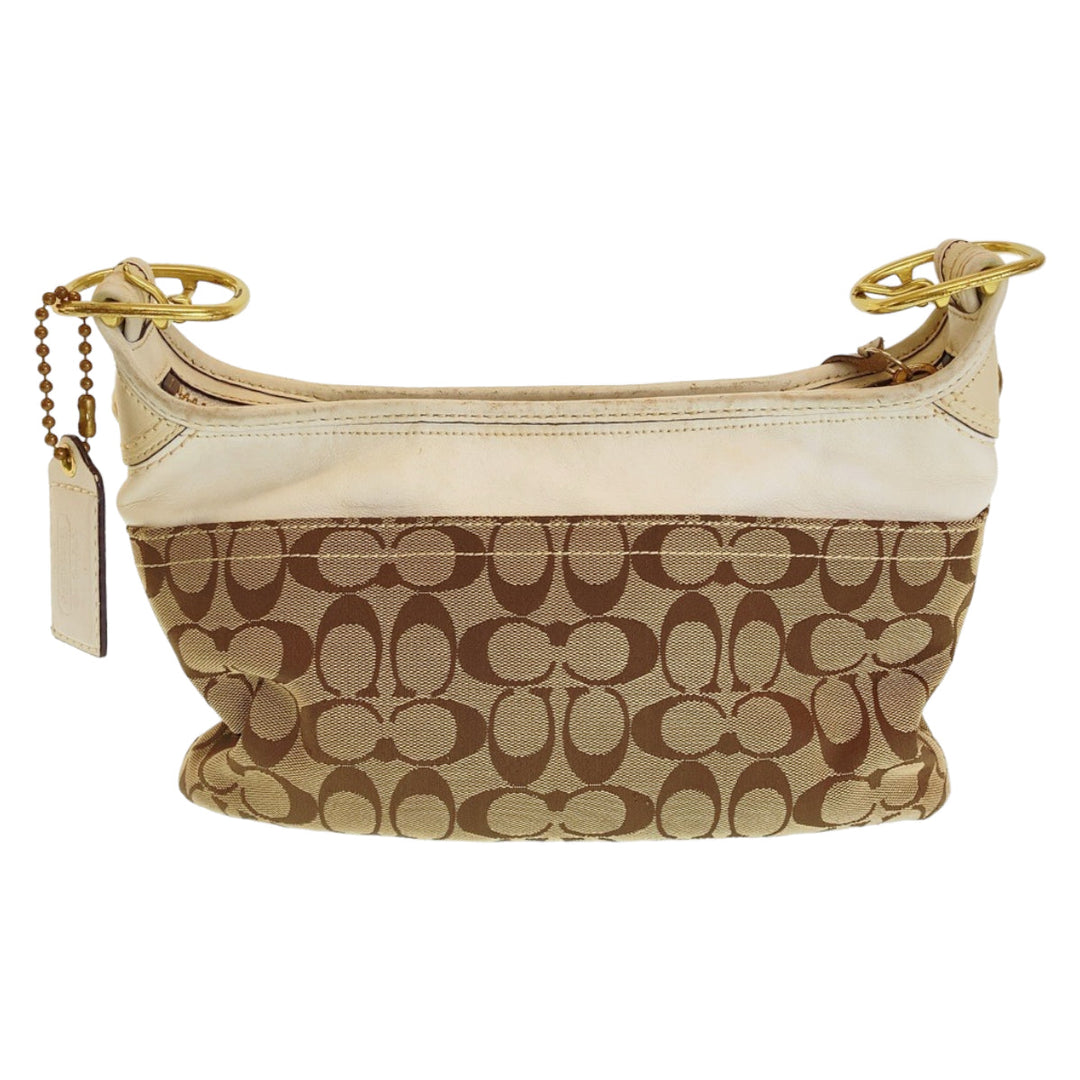 COACH Shoulder Bag canvas beige Signature