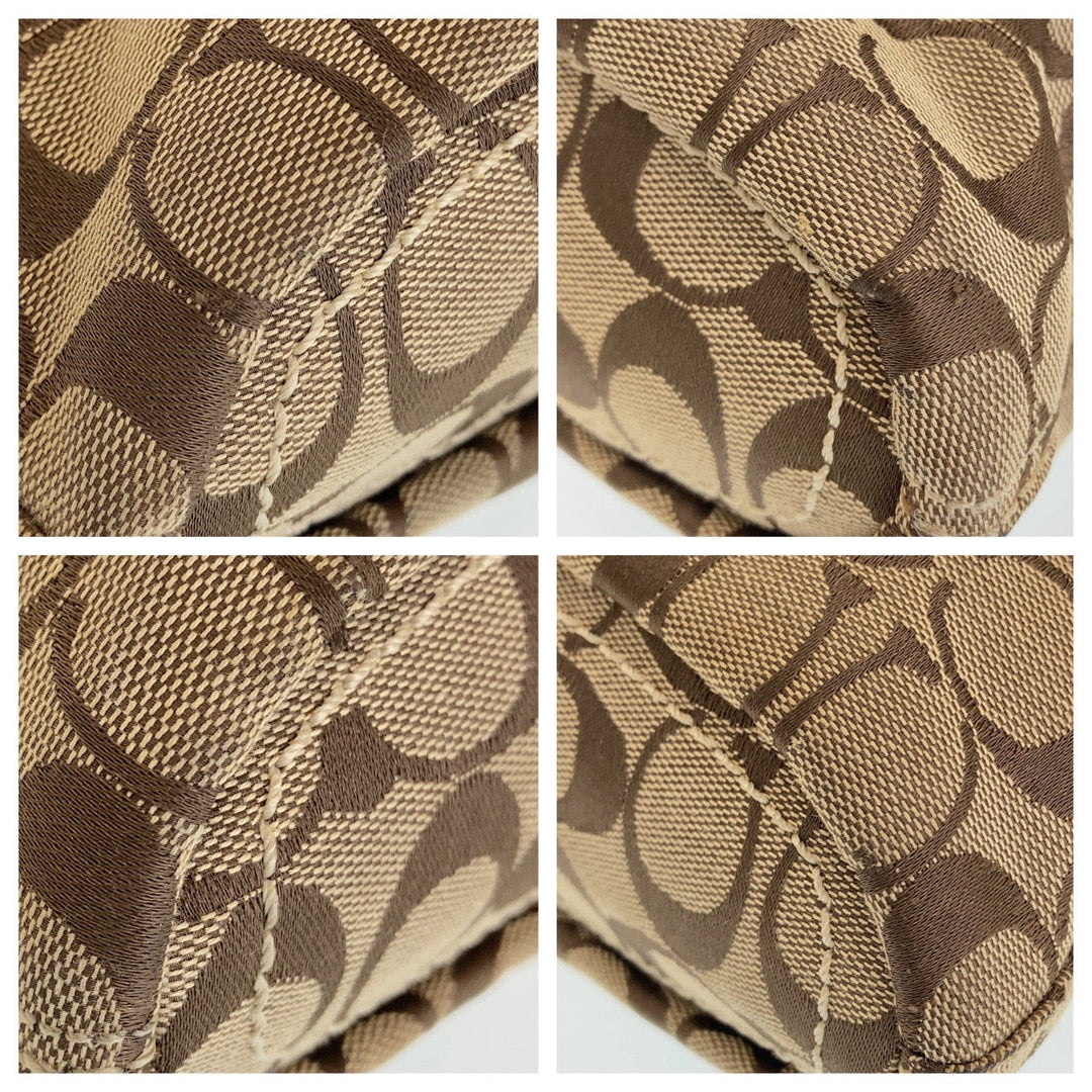 COACH Shoulder Bag canvas beige Signature