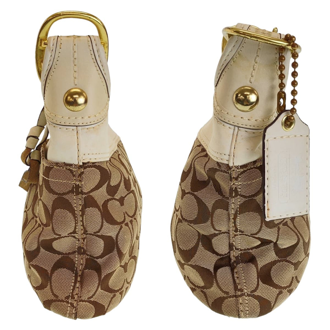 COACH Shoulder Bag canvas beige Signature