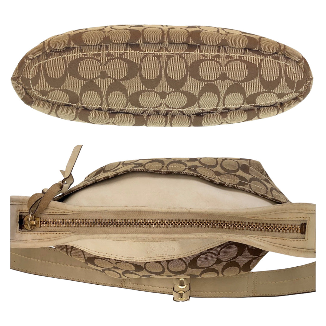 COACH Shoulder Bag canvas beige Signature